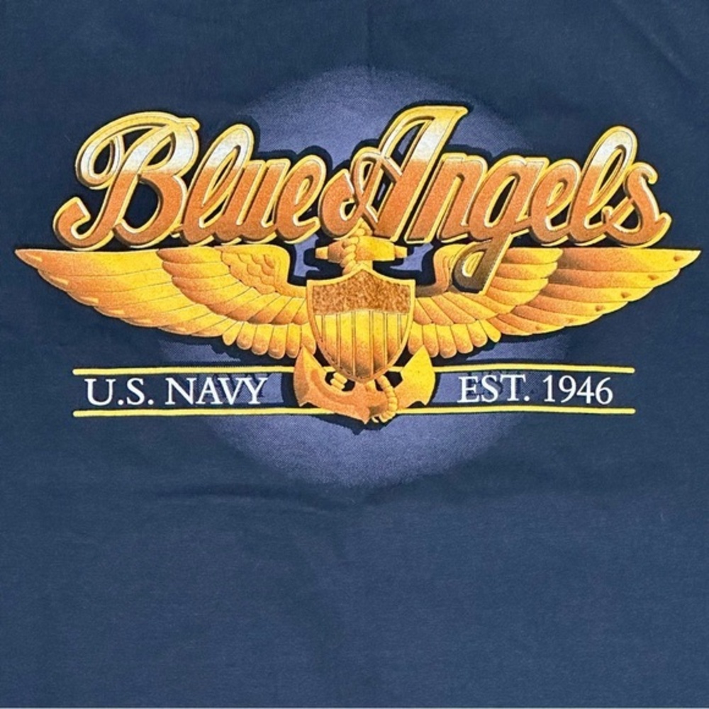 Navy Blue Angels Graphic T Shirt Mens Size Small Military Air Planes Jets Stunt